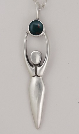 Sterling Silver Women Pendant With Bloodstone